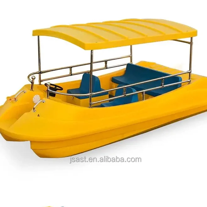 Plastics Hand Cranking Pedal Boat for Water Park Fiberglass Reinforced diving glasses Plastic Semi-Enclosed Sightseeing Boat
