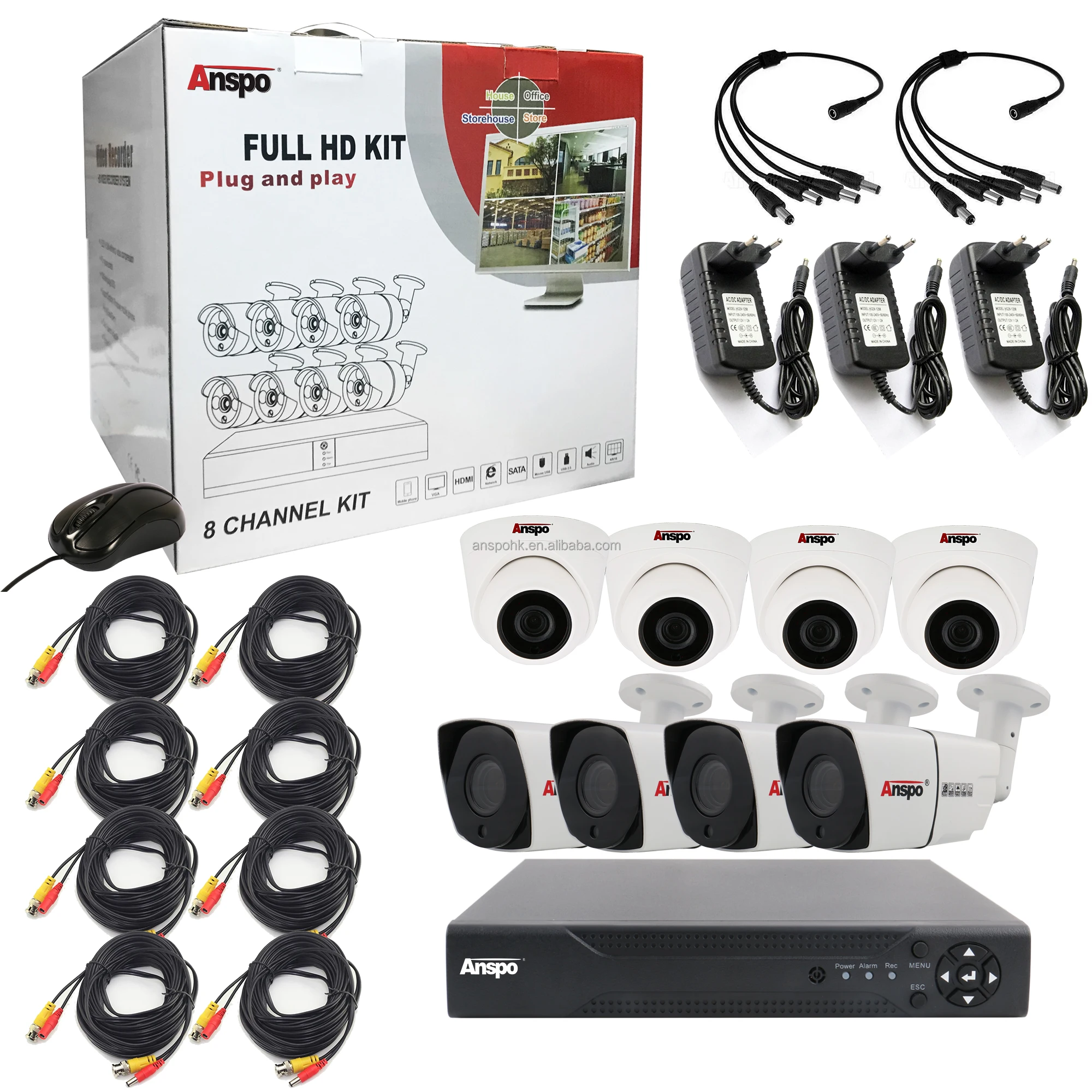 Video Surveillance KIT 8Ch 5MP DVR With 5MP AHD Camera night vison BNC cable home security CCTV system kit 8CH Security System