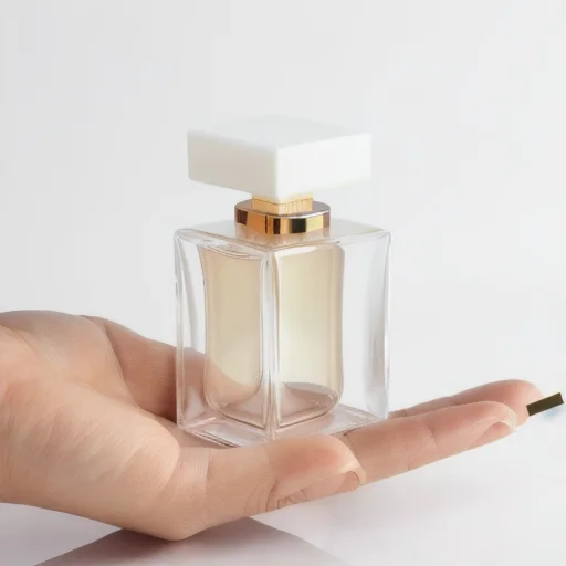 Recyclable luxury custom perfume glass bottle 50ml crimp square perfume glass bottles with packaging box