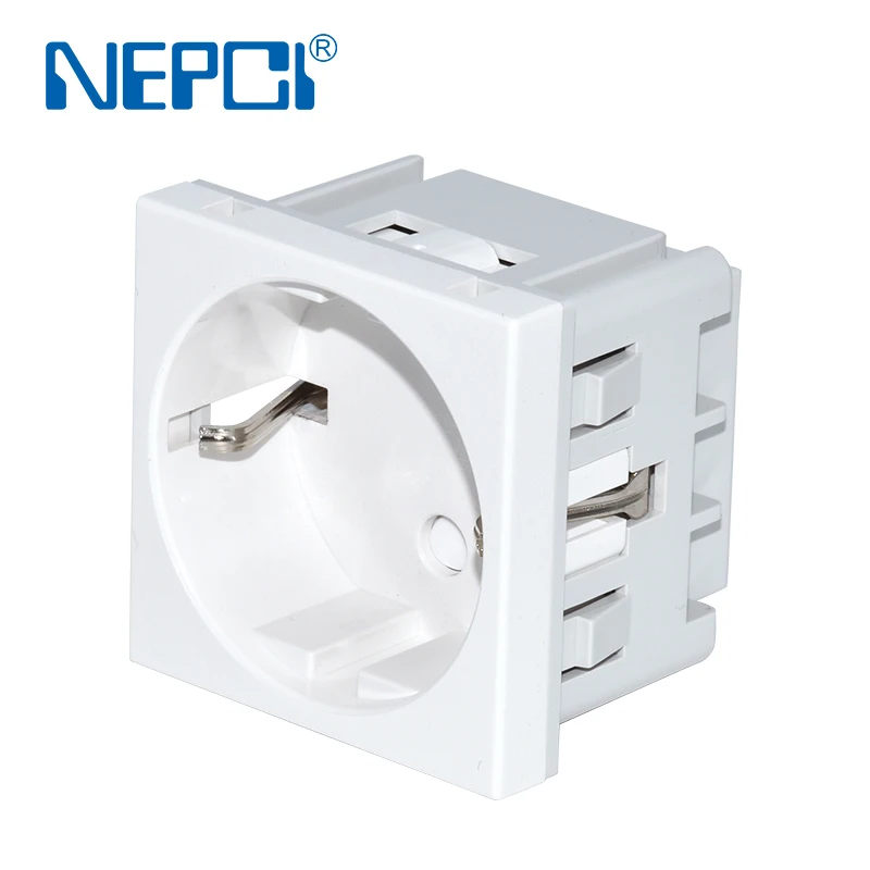 NEPCI IEC certified schuko socket, German socket  45*45mm XJY-QB-57