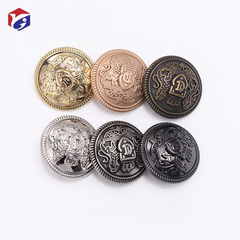 New Designs Hand Sewn Metal Button British Lion Academy Style Crown Button for Blazer Suits Coat Uniform 15mm 20mm Shank Button