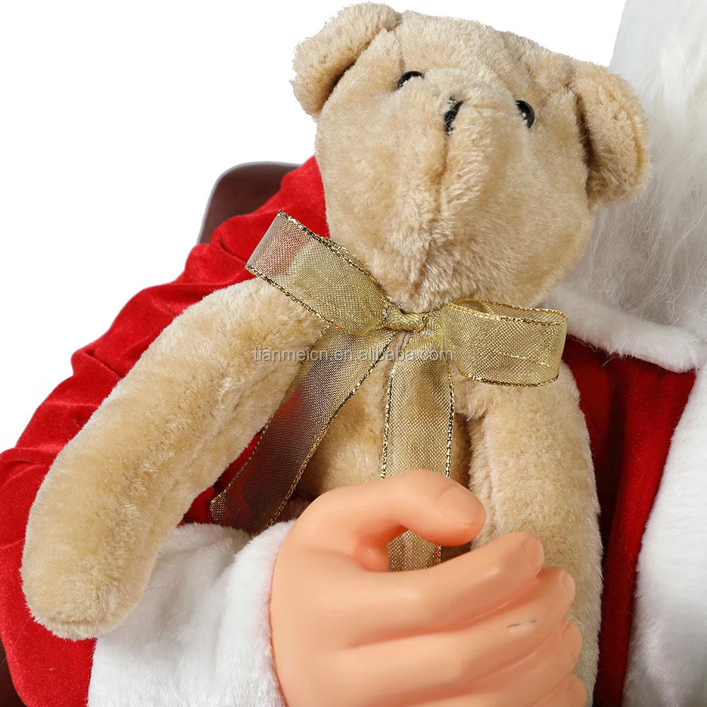 100cm Christmas Animated Sofa Santa Claus with Lighting Musical Ornament Decoration Traditional Holiday Figurine Collection