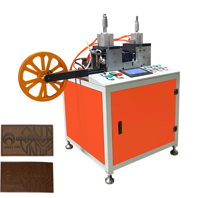 Custom embossed leather label mounter