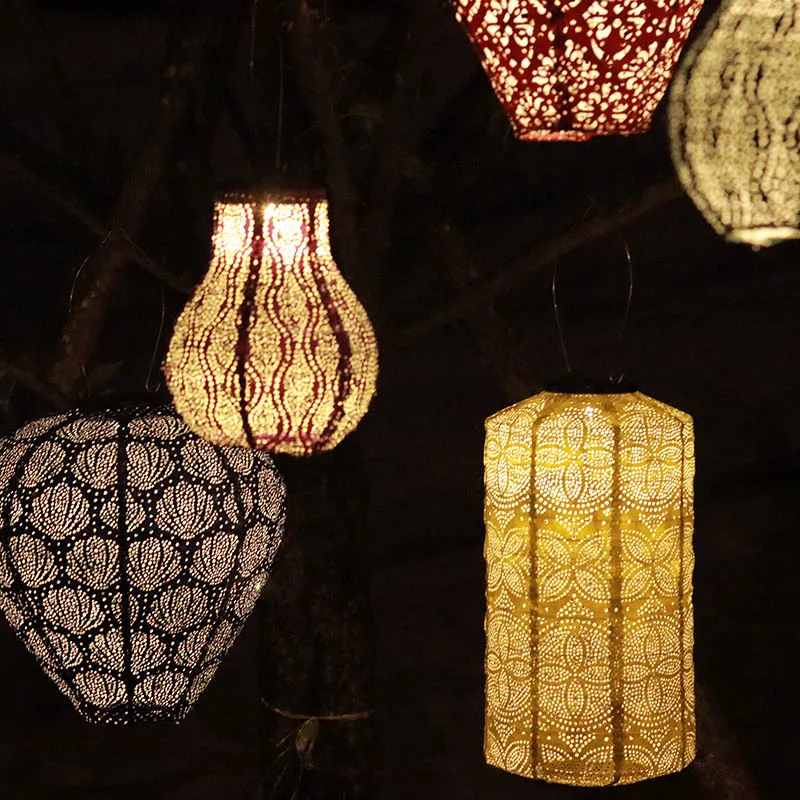 Nicro Pearl Wave Geometric Lace Pattern Waterproof LED Lamp Thick Paper Outdoor Solar Lantern Lights Garden Room Tyvek Lantern