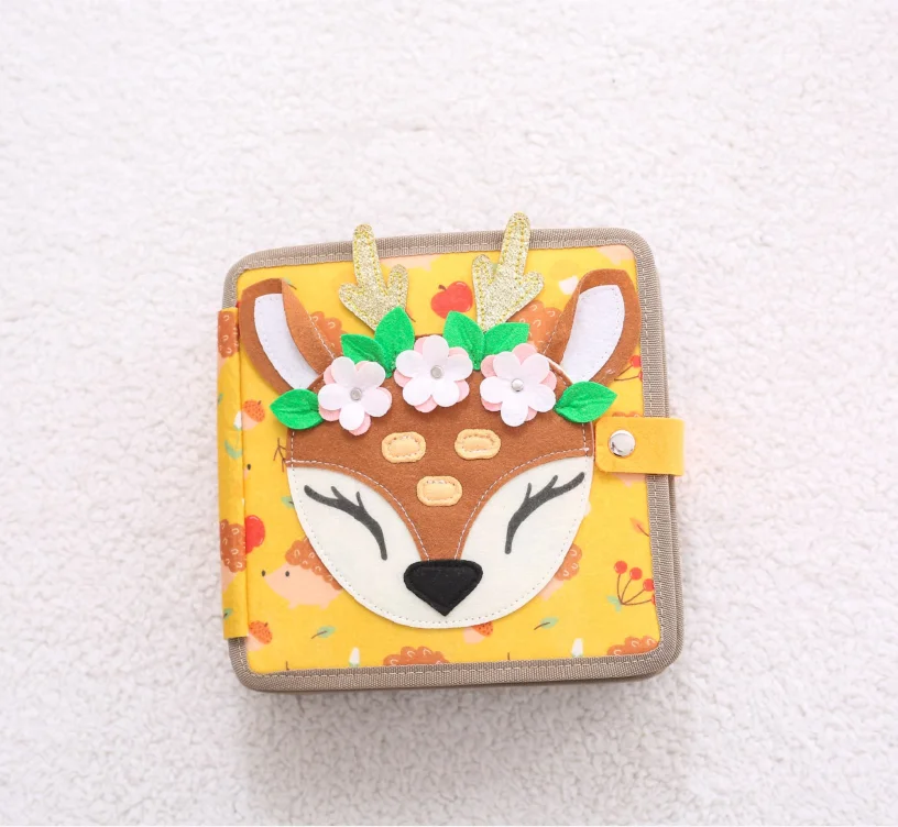 2024 New design Preschool Educational Toy for Baby Kids Felt Quiet Book Deer 3D Fabric Busy Book for 3-6 Year Old Boys/Girls