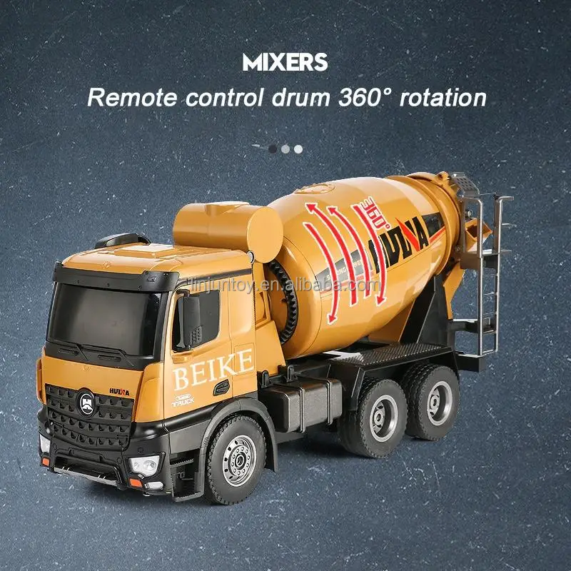 Latest 1/14 scale ten channel remote control concrete mixing Car children simulation engineering car concrete mixer truck