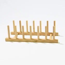 Ethink Hot Sale Natural Bamboo Bowl Plate Cup Display Tableware Organizer Holder Storage Rack For Home Kitchen