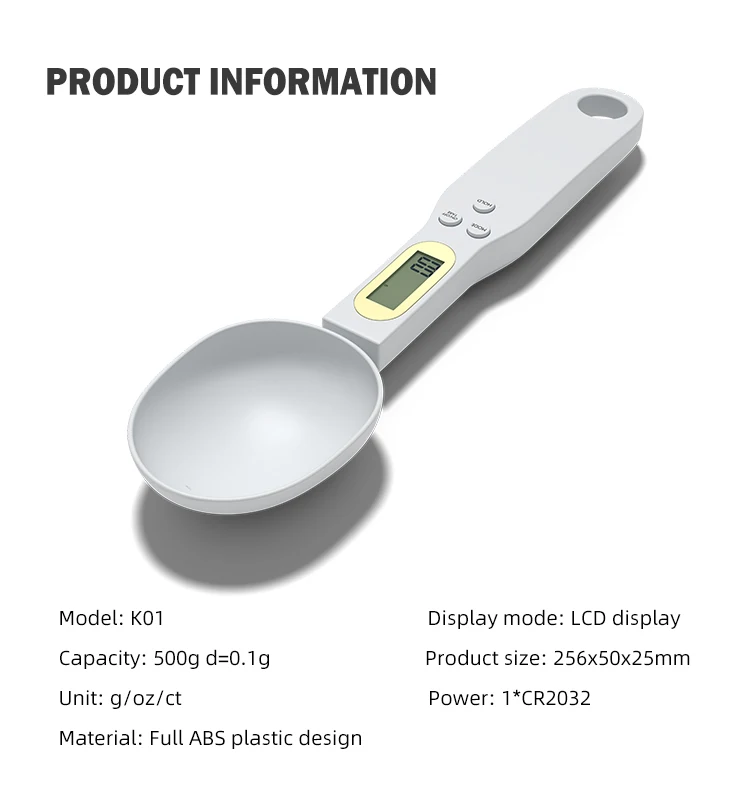 double head mini spoon scale 500g 0.1g digital kitchen measuring pet food feeder spoon weight scale