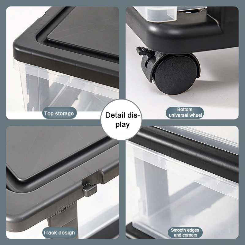 Multi-Layer Transparent Plastic Locker Foldable Office File Storage Cabinet with Pulley Drawers