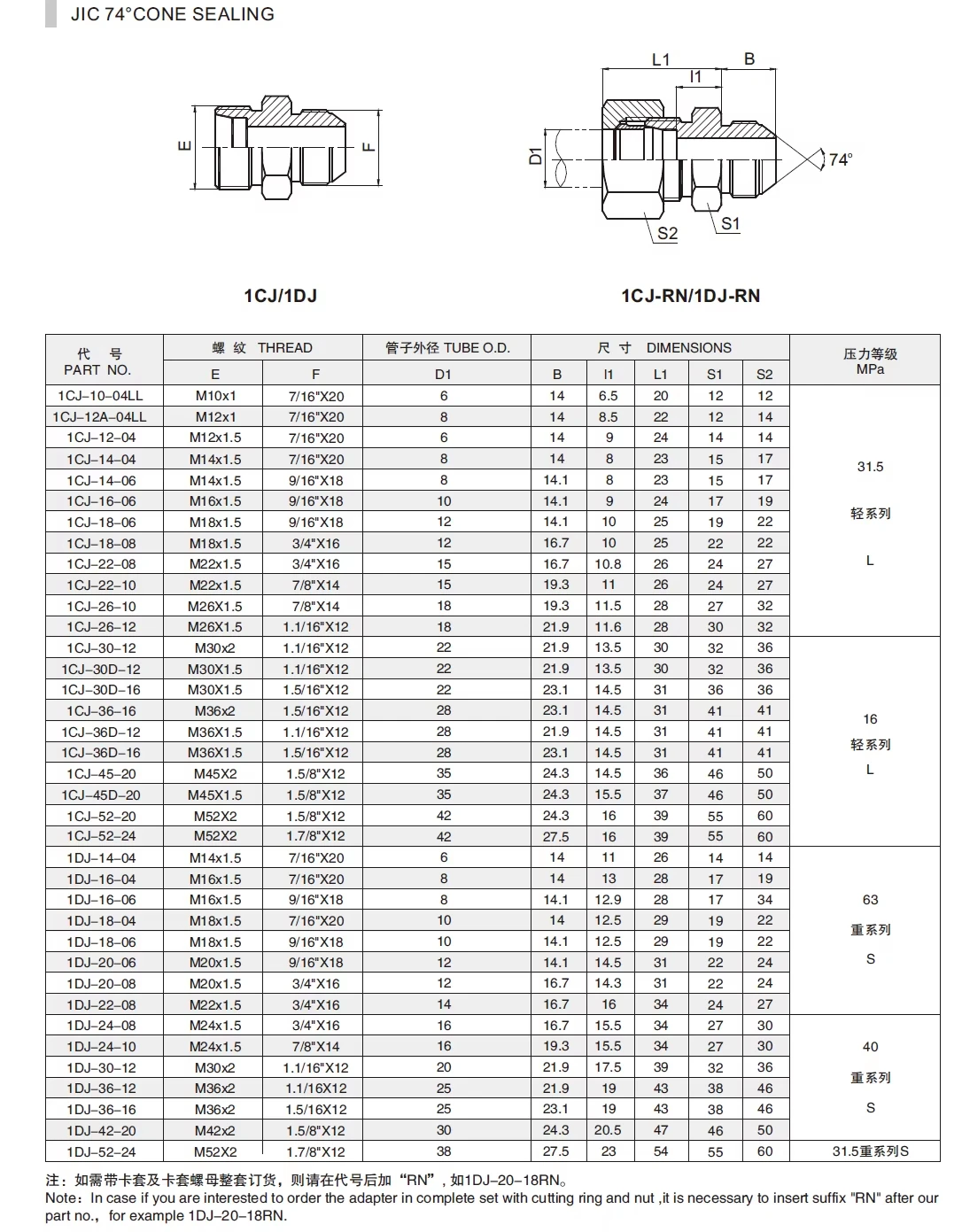 Wholesale Price Stainless Steel Jic Male 74 Degree Cone and Metric 24 cone L /S Male  Carbon Steel Hydraulic Hose Fitting