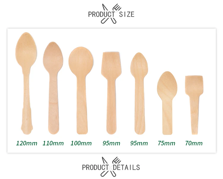 Degradable Natural Bulk Airline Kit Wooden Cutlery Cheap Wooden Spoons