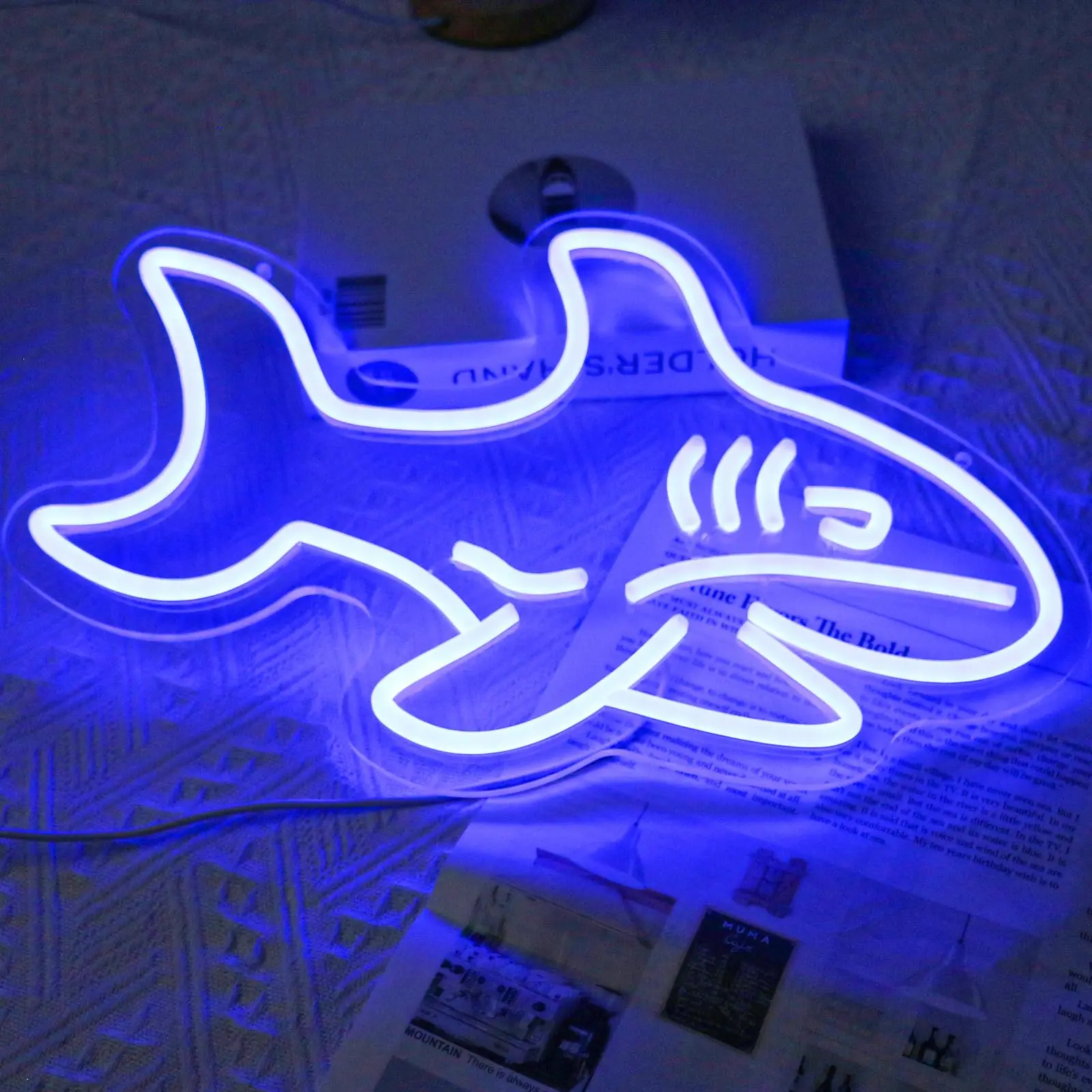 Shark Neon Sign LED Shark Neon Sign for Wall Decor Neon Lights for Fish Boys Girls Gifts Living Game Room Shop Bar signs