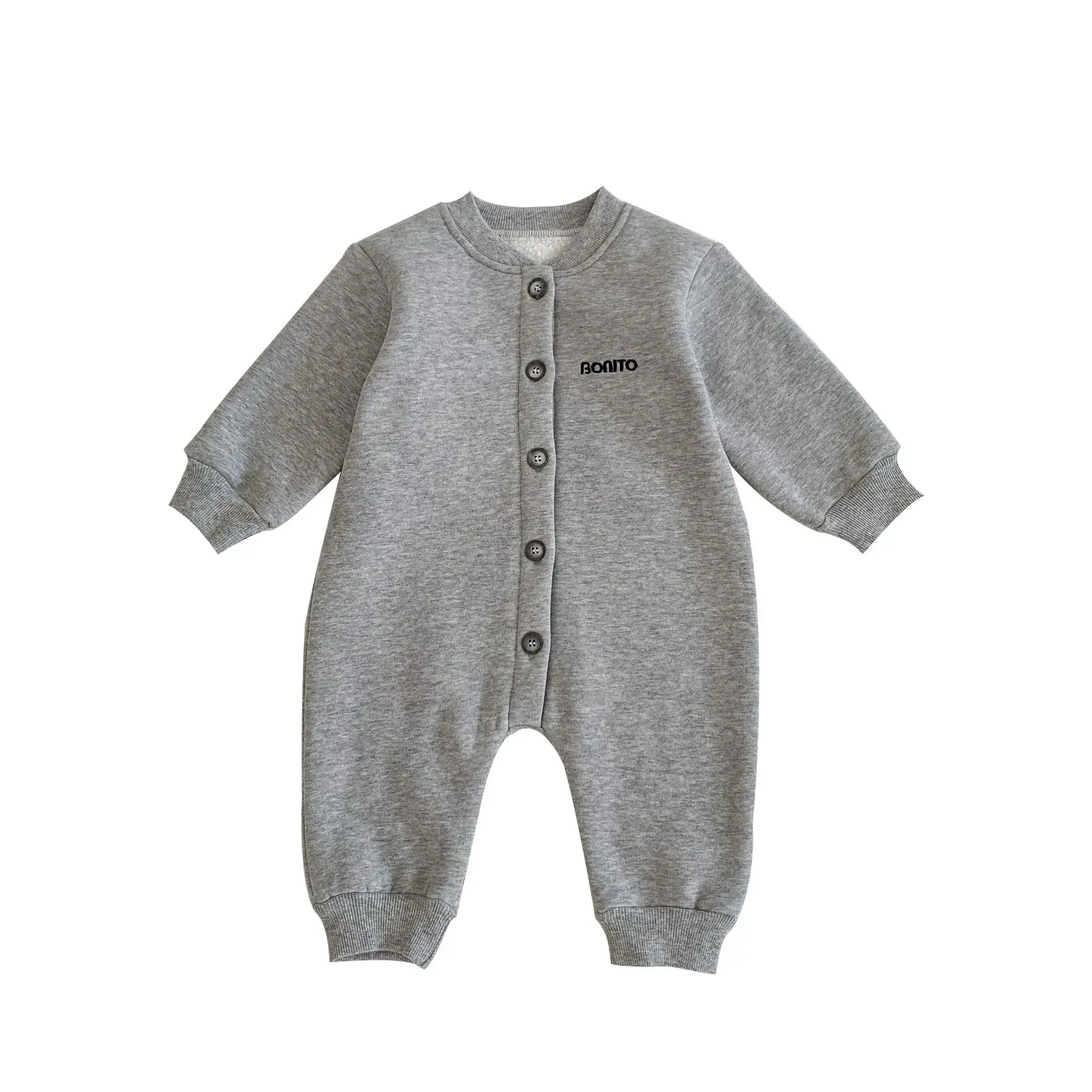 Newborn clothes thickened winter baby solid color bodysuit plush baby long sleeve jumpsuit