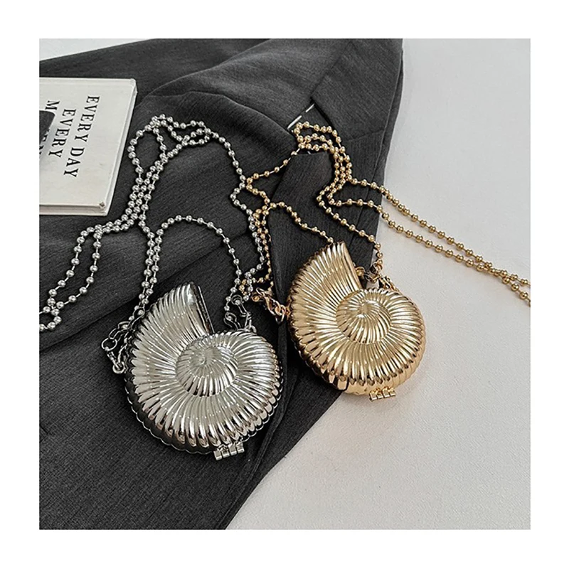Gold Sliver Sling Shell Bags Party Wedding snails Crossbody Bags For Women Conch Purse zine alloy Small Cute chain Clutches 2024