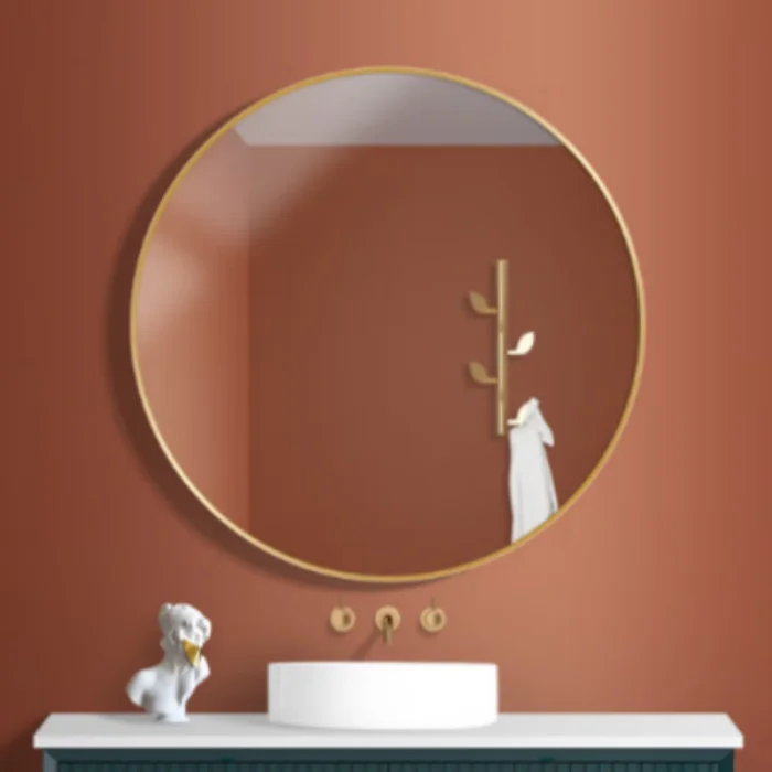 China Manufacturer Hot Selling Circular Round Gold Black Color Aluminum Alloy Frame Bathroom Shower Decorative Wall Mirror