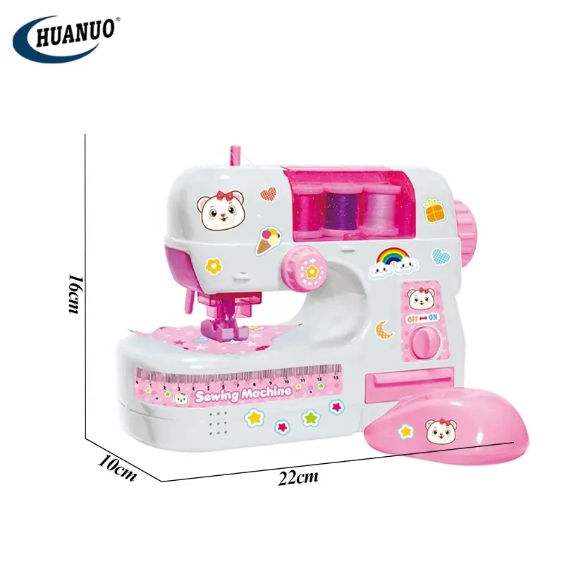 Children Mini Sewing Machine Toy Plastic Toy Sewing Machine Play House Set Electric Sewing Toy for Kids
