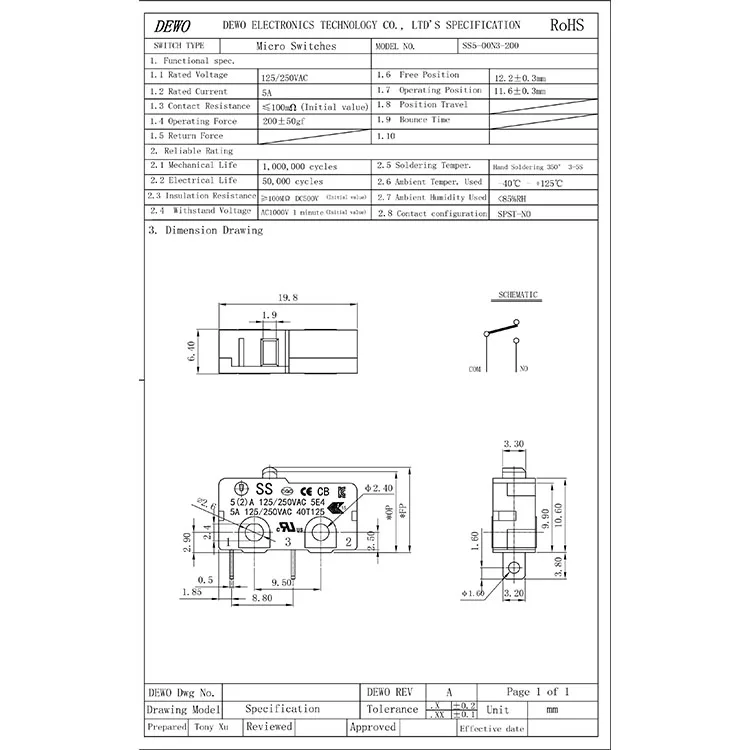Wholesale mini 12v 3a 25t85 5e4 microswitch for water heater