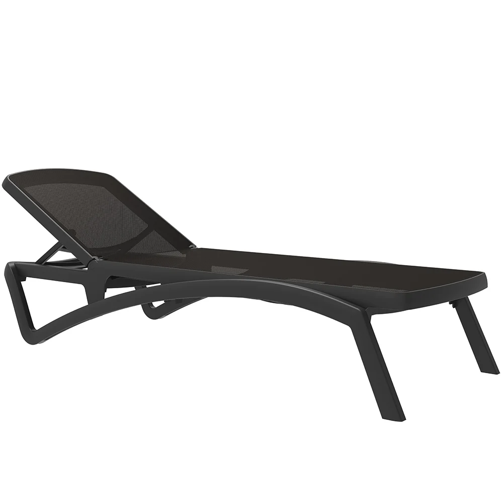 White Plastic Frame Mesh Fabric Pool Beach Sun Lounger Outdoor Furniture