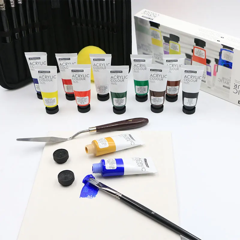 Professional Rich Pigment Non Fading Non Toxic 22ml 12 Colors Acrylic Colors Paint Set For Professional Painting