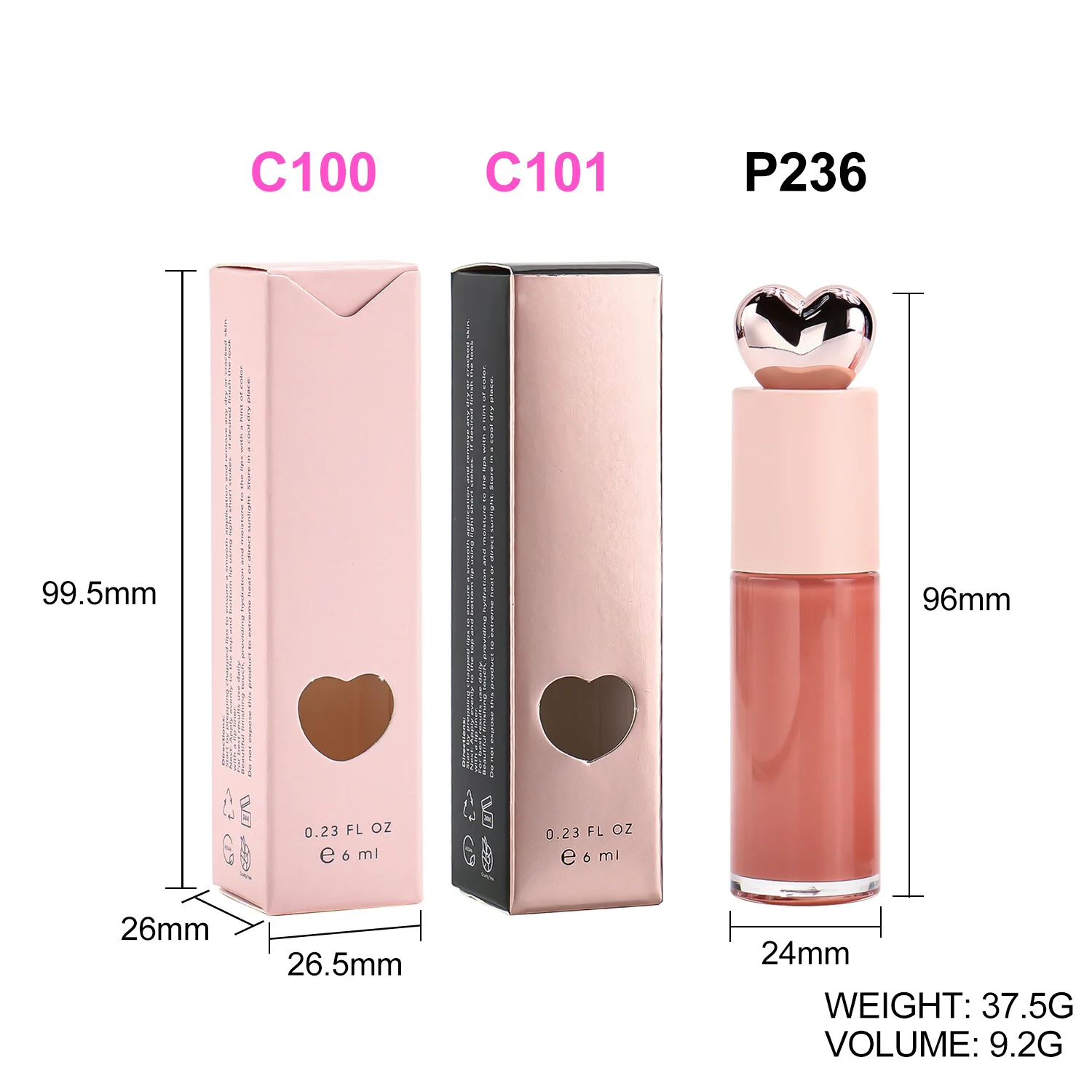 Hot Heart Shaped Private Custom Vegan Long-lasting Matte Liquid Lipstick Large Brush Long Lasting Lip gloss Clear Lipgloss