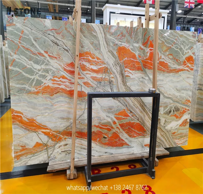 
Rainblow onyx slab in orange onyx red marble stairs for villas and hotles from vietnam suppliers 