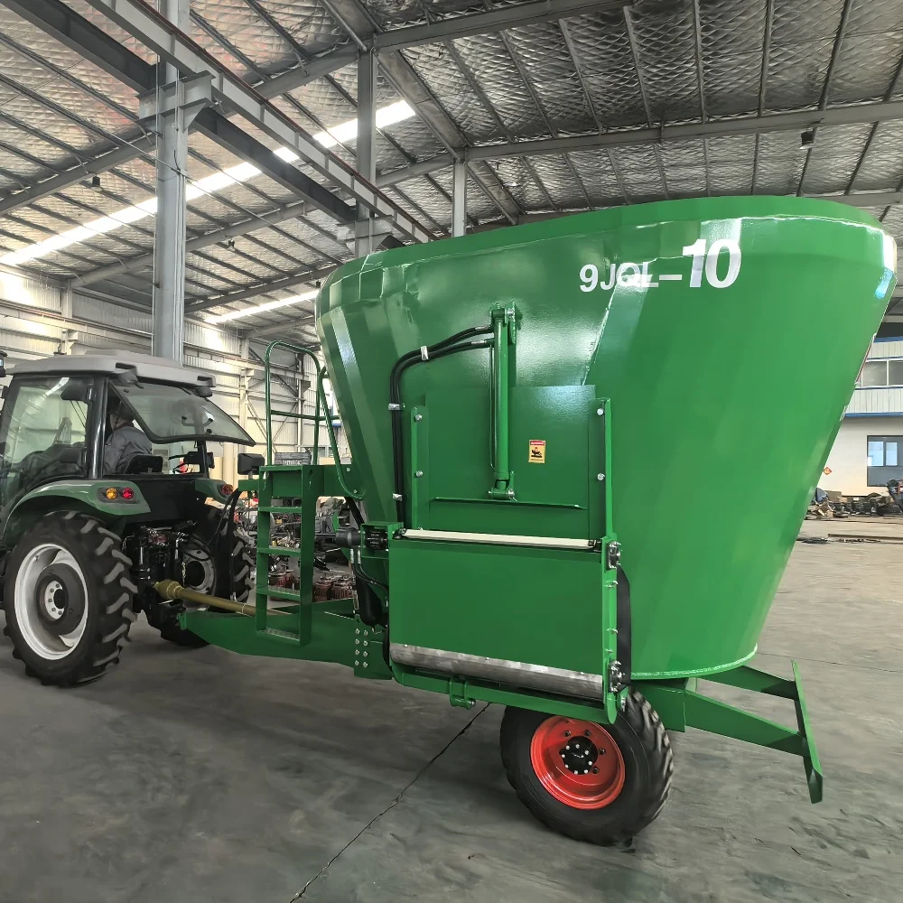 HINDA 10m³ Traction Type Single Auger Vertical TMR Mixers New Condition Animal Feed Mixer for Farm Sale with pto