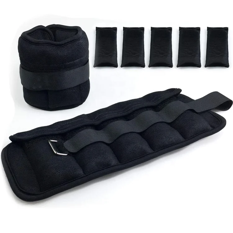 Wellshow Sport Adjustable Ankle And Wrist Straps Weight Set with Removable Iron Sand Pocket For Women Men Exercise