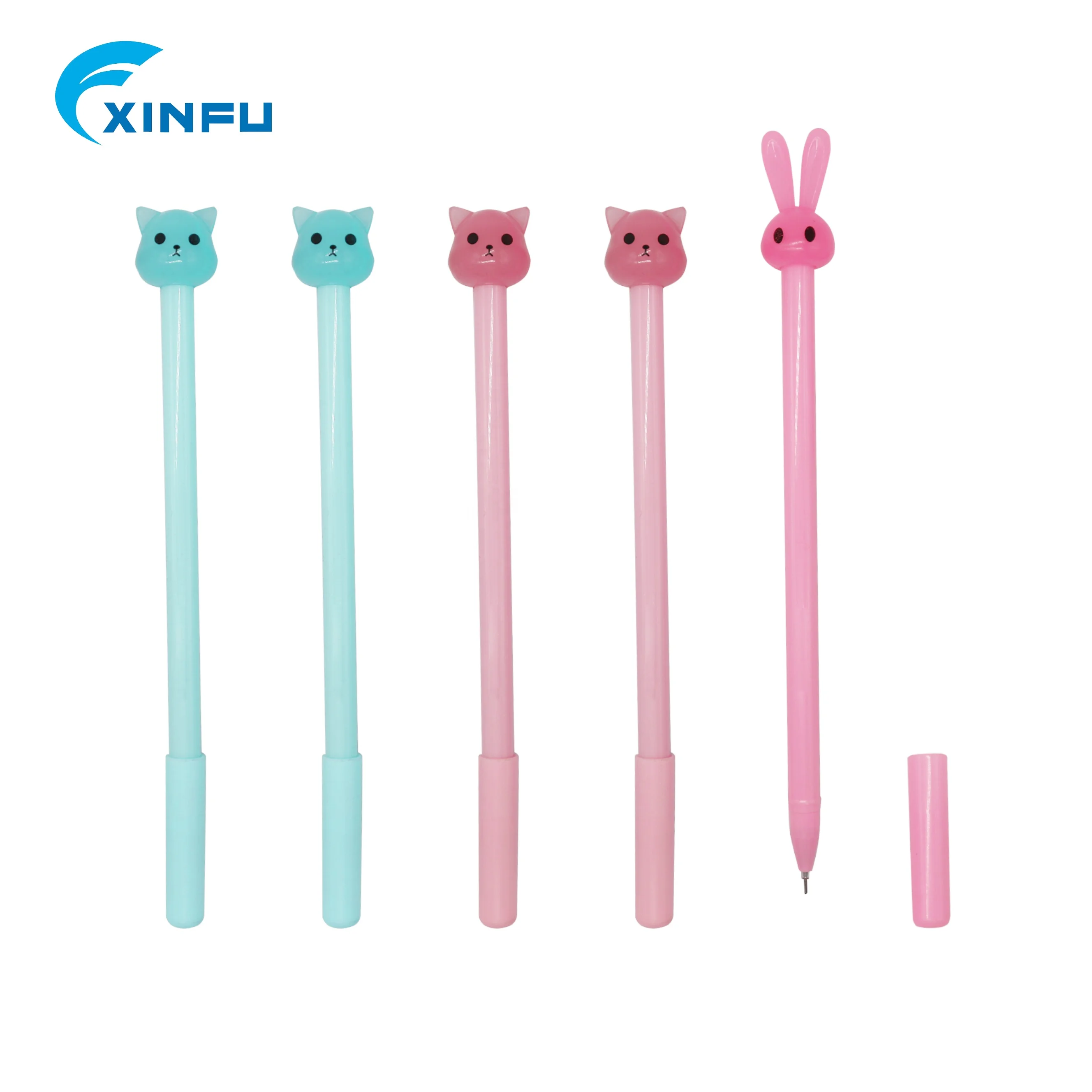 
Plastic pen play custom design plastic gel ballpoint plastic pen Cute kawaii cartoon character rubbit pen 