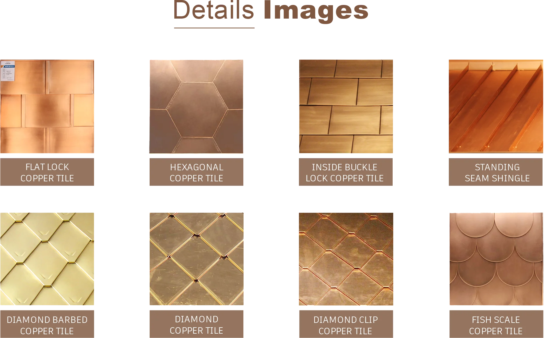 Professional Customization Copper roof manufacturer Square flat lock copper tile Decorate the roof of house