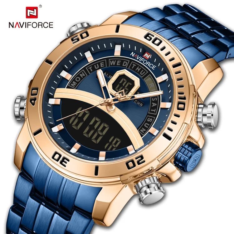 NAVIFORCE 9181S RGBE New Arrivals Digital Sport Military Hot watch Stainless Steel Waterproof Wristwatches navi force