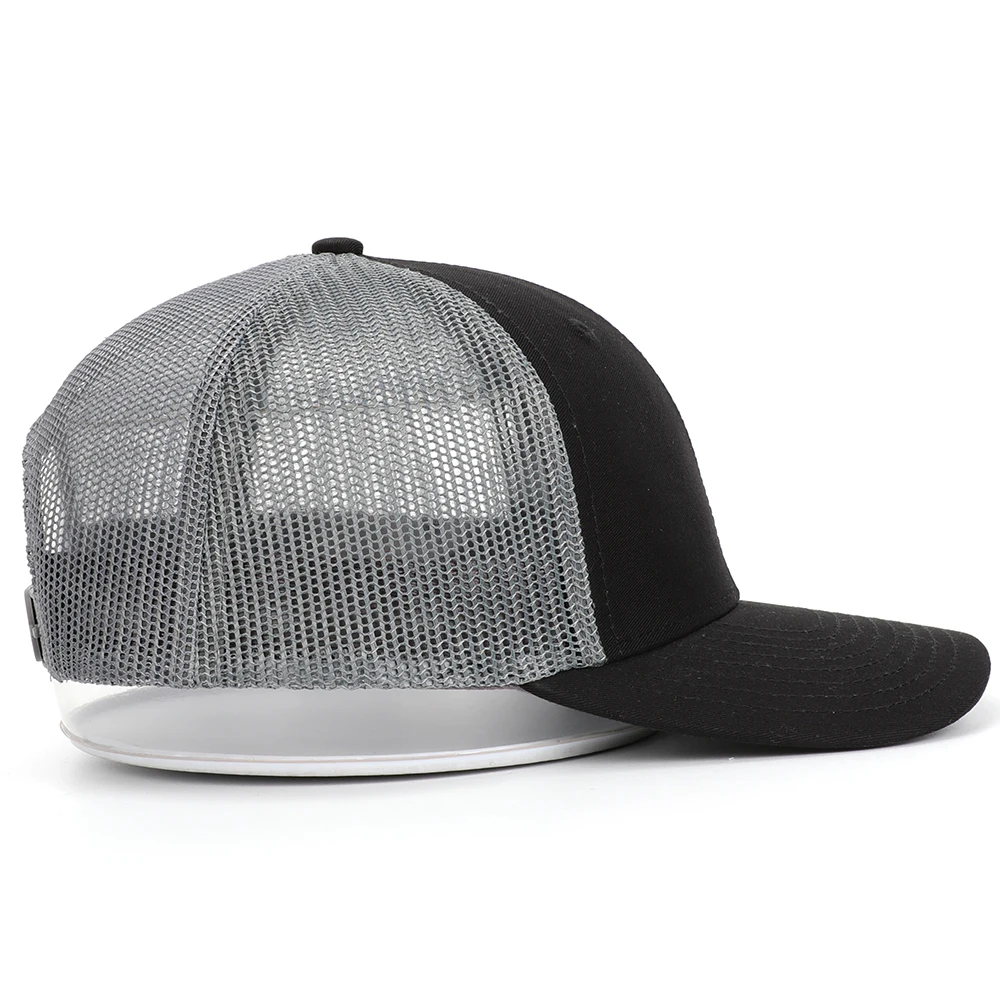 Elegant High Quality Custom Your Own Brand 6 Panel Curved Bill Blank Black Plain Back Mesh Mens Trucker Hats Caps