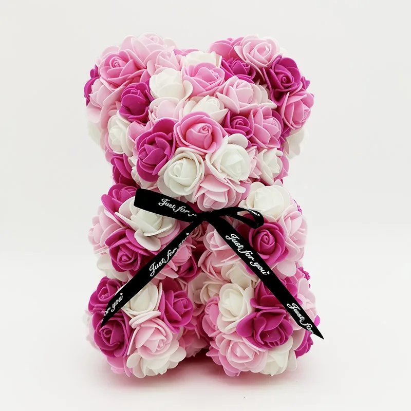 Wholesale Artificial 25cm Foam Teddy Rose Bear Including Gift Box for Valentines Days