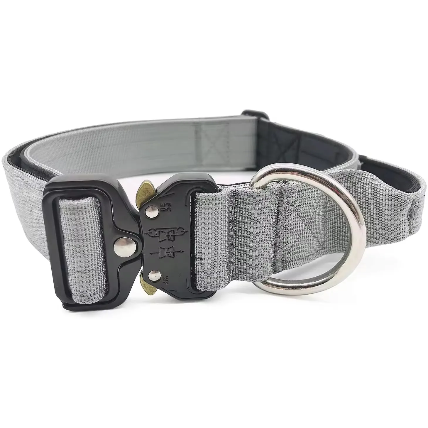 Hot selling tactical heavy metal buckle soft chloroprene rubber pad combat dog collar with handle