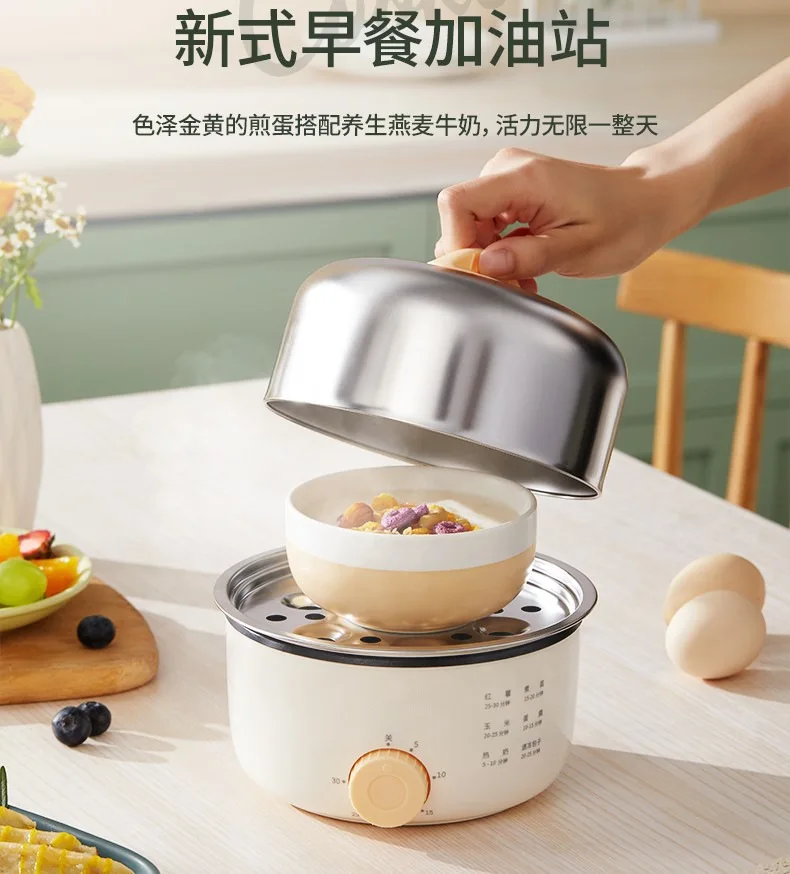 350W Timed Boiler Breakfast Machine Automatic Steamer Custard Steaming Cooker Food Warmer 2 Layers