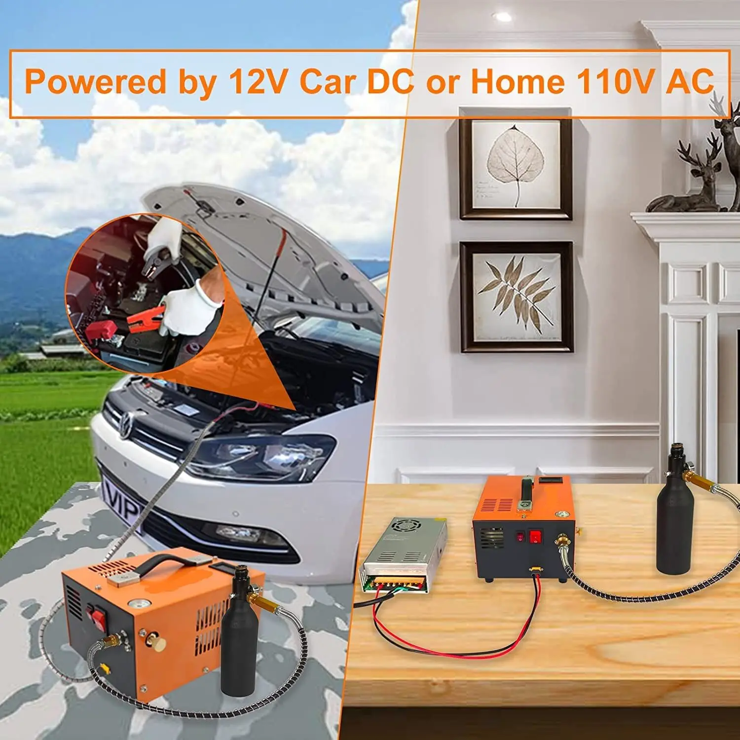 Trimix High-Quality 300bar Air Compressor for PCP and Scuba Tanks, Supports 12V, 110-220V Power