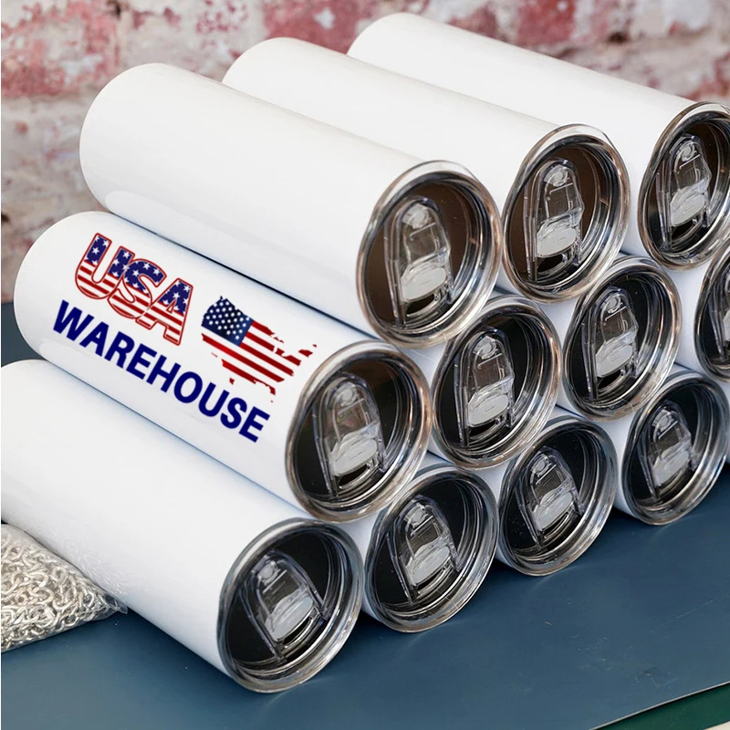 USA Warehouse 10oz 12oz 15oz 20oz 30oz 10 12 15 20 30 oz Straight Blanks Sublimation Tumbler with Metal Stainless Steel Straw