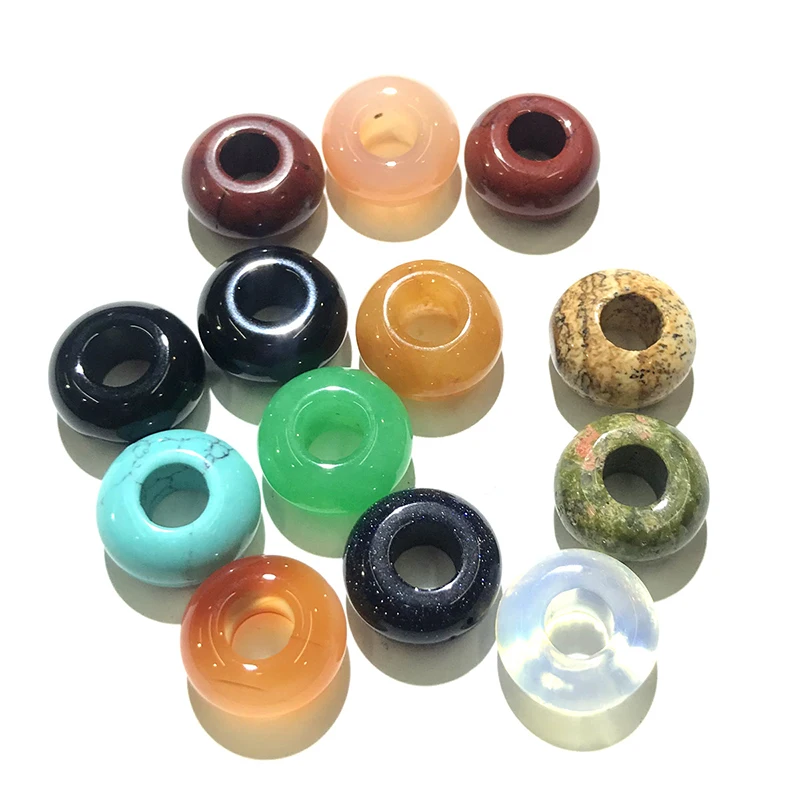 Wholesale 8mm 14mm Carnelian Howlite Jade Rondelle Large Hole Gemstone Beads, Big Hole Stone Beads for Jewelry Making 4-12mm