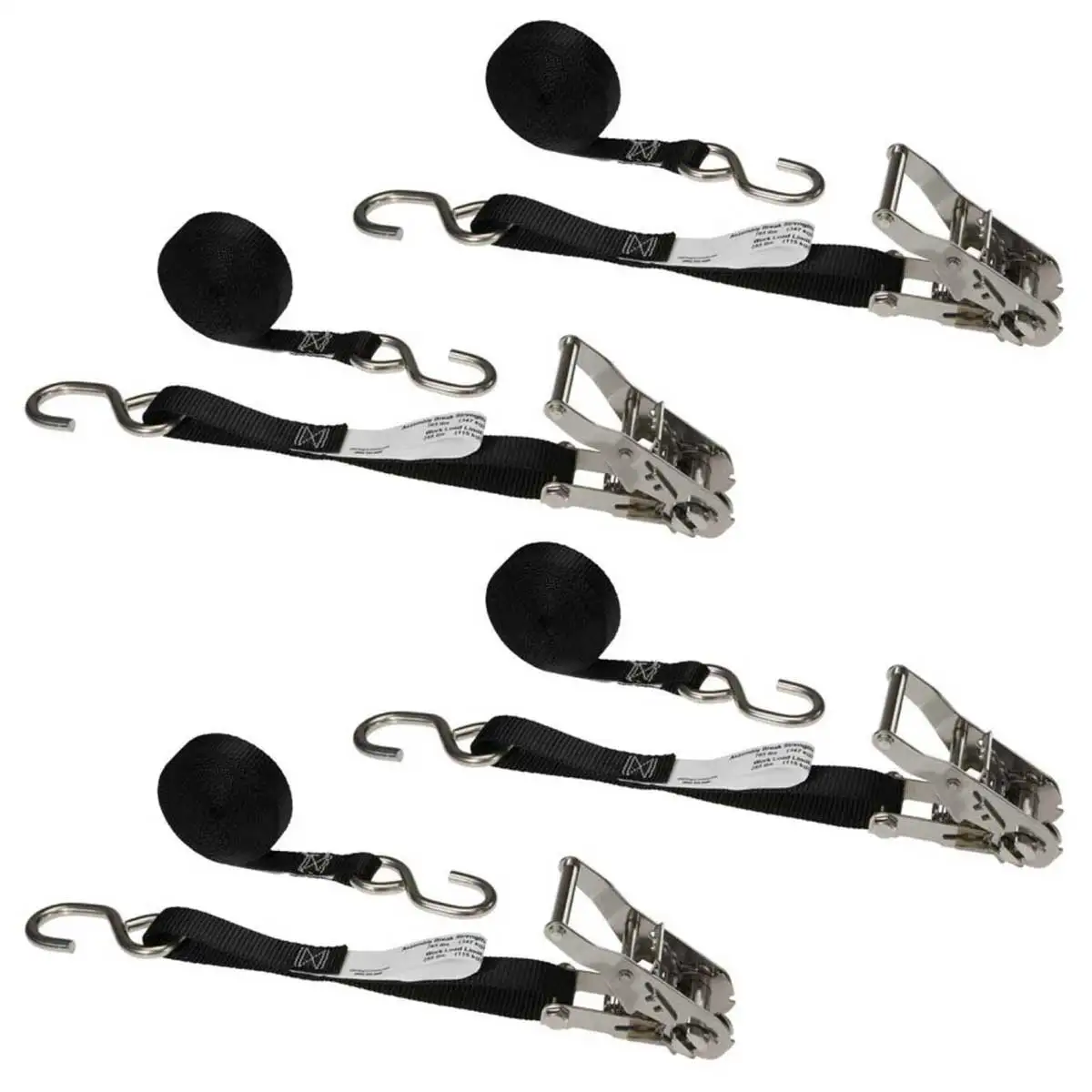 Heavy duty stainless steel tie down with unique swivel S hook ratchet