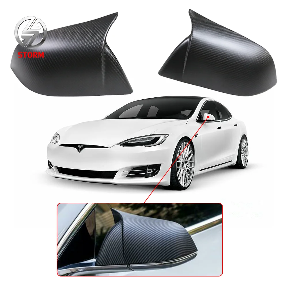 Wholesale Car Body Kits Dry Carbon Fiber Mirror Cover For Tesla Model 3 2018-UP