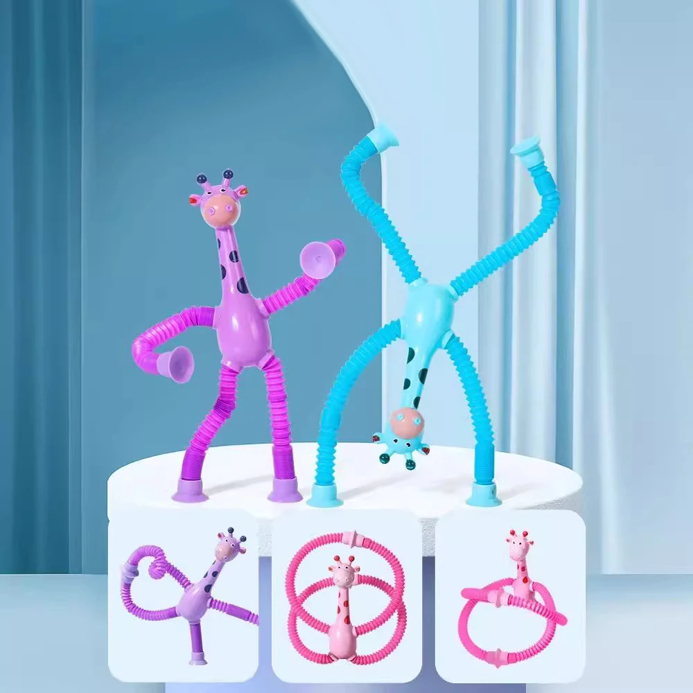 Suction cup Giraffe robot telescopic toy stretches tube to develop imagination to relieve stress