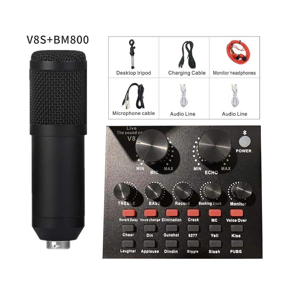 Bm800 микрофон набор USB V8 Plus звуковая карта внешняя Профессиональная студия Запись микрофон звуковые карты для поя live
