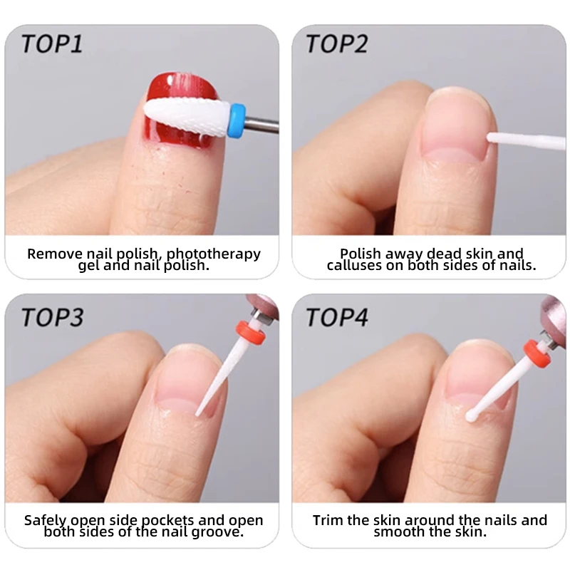 Professional Pedicure Bits Machine Manicure Diamond File Tungsten Corn Polishing Ceramic Drill Nail Art Bit Cutter Milling