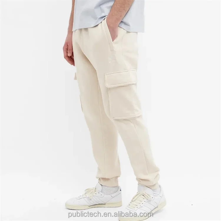 Custom french terry 6 patch pockets track cargo sweat jogger pants for men