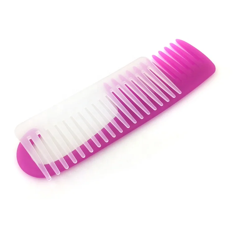 High quality New hook handle wide tooth comb Portable flat comb hairdressing comb with customized logo