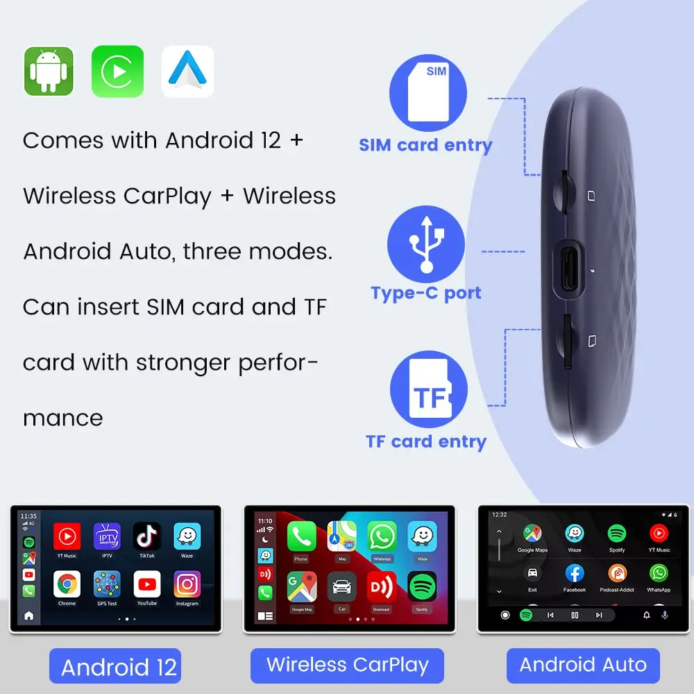 Android 13 Tv Box Netflix iptv YouTube Spotify Wireless CarPlay Android Auto Ultra 4+64G QCM665 4G LTE GPS Play Store