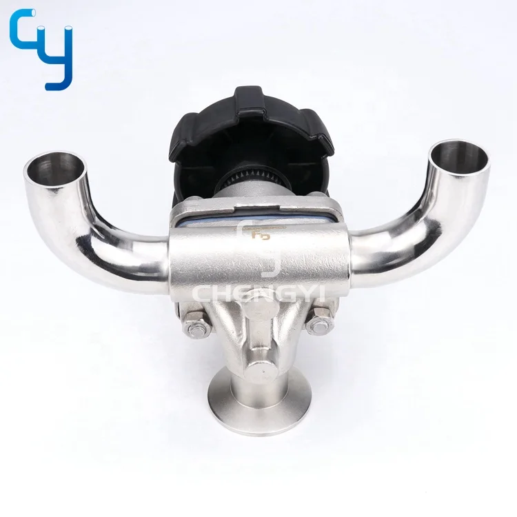 Sanitary stainless steel U type  3 way SS316L diaphragm valve