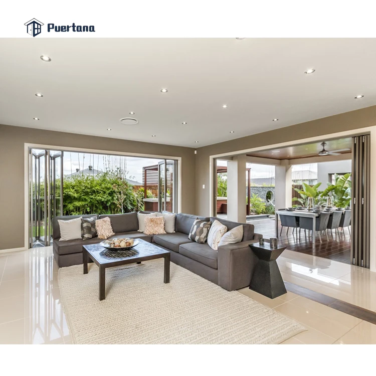 Hurricane Impact Patio Bifold Doors / Soundproof 2 Panel Aluminium Folding Doors For Exterior Entrance