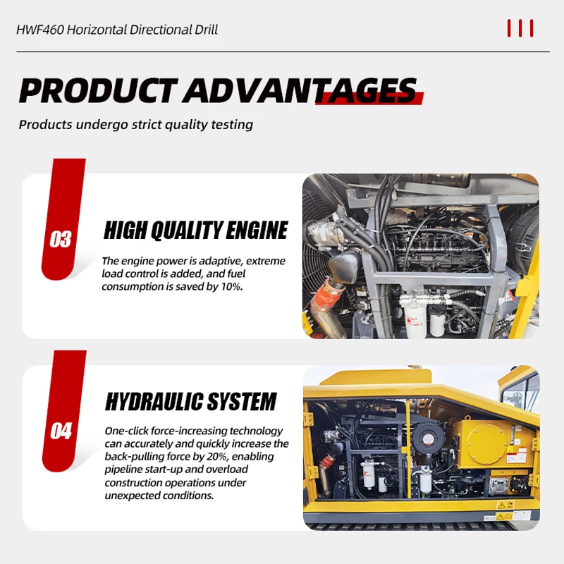 Mini buried wire trenchless Machine HWF460 Horizontal Directional Drilling Rig Machine 450KN Hengwang HDD with Tool Kits