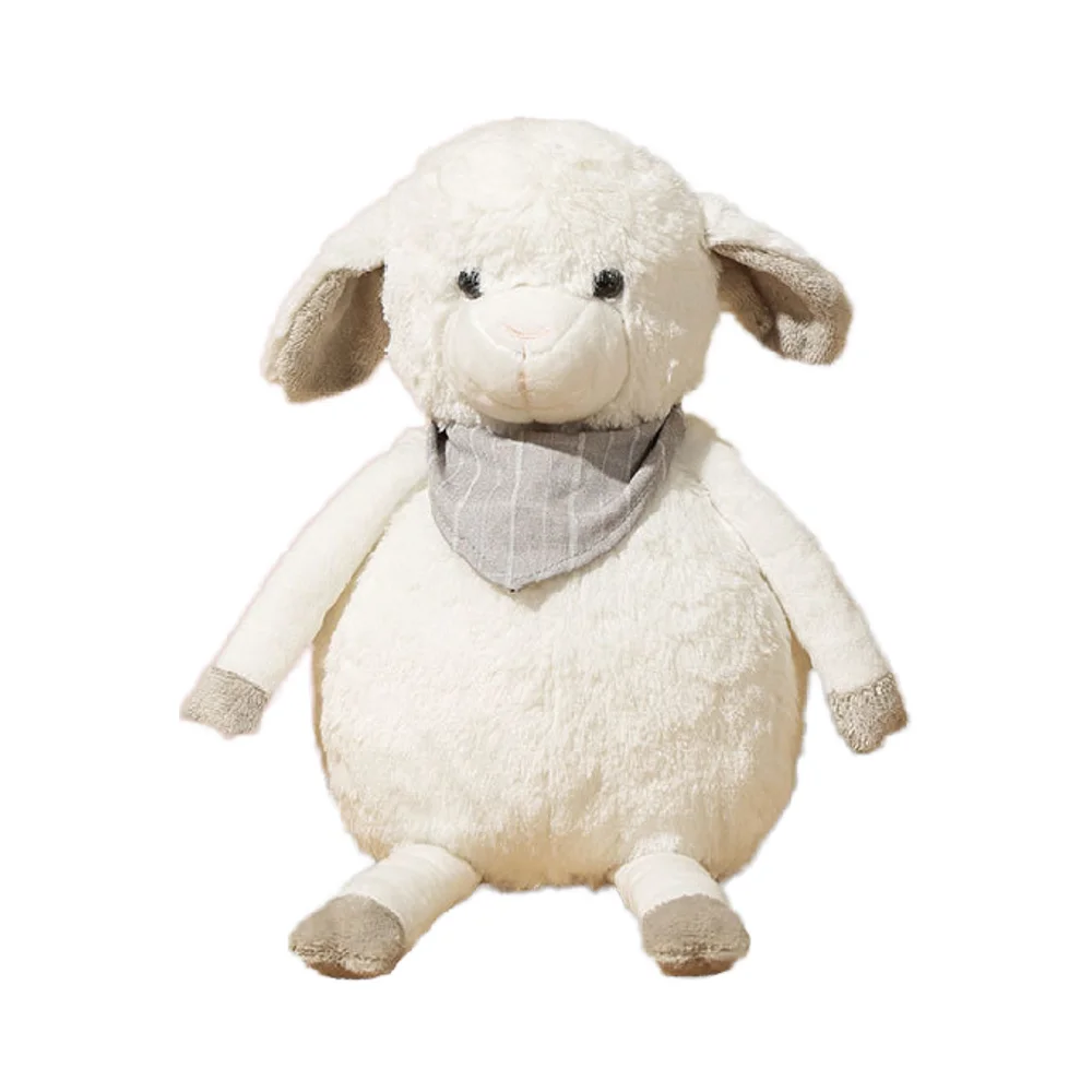 SEEJOYOU Manufacturer Wholesale Comfort Sleeping Sheep Plush Toy Soft Silicon Kids Stuffed Animal with Rattle for Infants