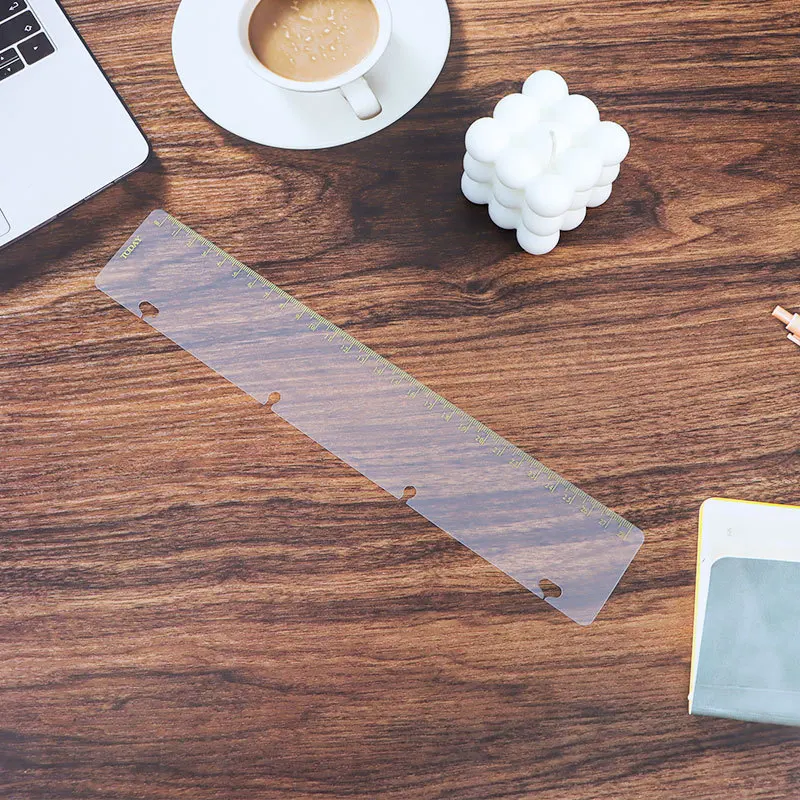 Custom Logo 30cm Plastic Planner Ruler Pagefinder Drawing Tool Scribing Scale A5A6A7B5A4 Loose Leaf Book Ruler Measuring Tool